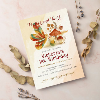 Little Butterfly Mushroom Wilde Blume Geburtstag Einladung