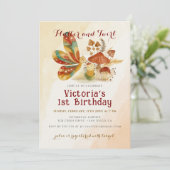 Little Butterfly Mushroom Wilde Blume Geburtstag Einladung (Stehend Vorderseite)