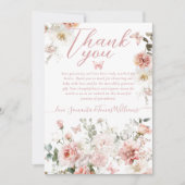 Little Butterfly Pink Floral Baby Girl Dusche Dankeskarte (Vorderseite)