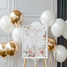 Little Butterfly Pink Floral Baby Girl Dusche