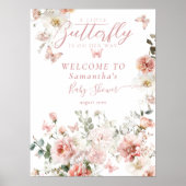 Little Butterfly Pink Floral Baby Girl Dusche Poster (Vorne)