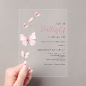 Little Butterfly Pink Girl Babydusche Acryleinladungen (Insitu (Handheld))