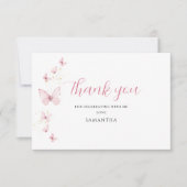 Little Butterfly Pink Girl Babydusche Dankeskarte (Vorderseite)