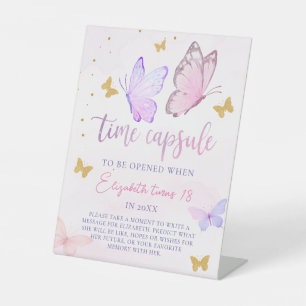 Little Butterfly Pink Lila Geburtstagszeit Kapsel Sockelschild