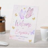 Little Butterfly Pink Lila Mädchen Geburtstag Will Sockelschild (In SItu)