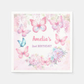 Little Butterfly Pink Lila Sommermädchen Geburtsta Serviette (Vorderseite)