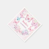Little Butterfly Pink Lila Sommermädchen Geburtsta Serviette (Ecke)