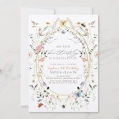 Little Butterfly Wildblume Bee Girl Geburtstag Einladung (Vorderseite)