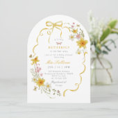 Little Butterfly Wildblume Bow Baby Dusche Einladung (Stehend Vorderseite)