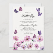 Little Butterfly Wildblume Pink Baby Girl Dusche Einladung (Vorderseite)
