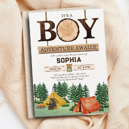 Little Camper Rustic Boy Baby Shower Woodland Einladung