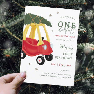 Little Car Holiday Onederful 1. Geburtstag Party Einladung