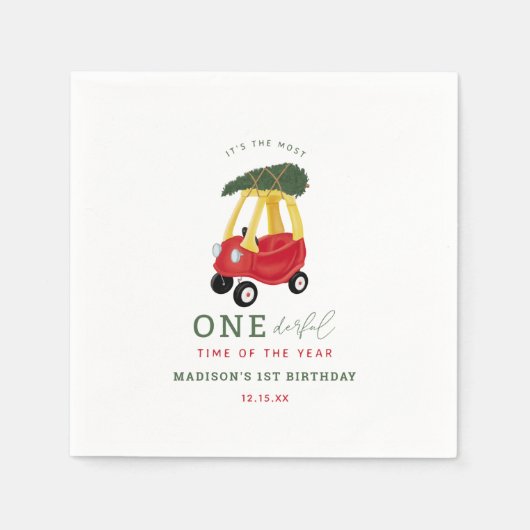 Little Car Holiday Onederful Birthday Party Serviette (Vorderseite)