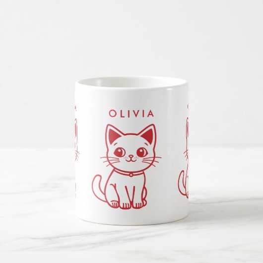 Little Cat (ÄNDERN ALLE FARBEN) und Name Kaffeetasse (Mittel)
