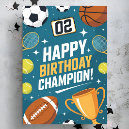 Little Champion Blue Sports Birthday Karte