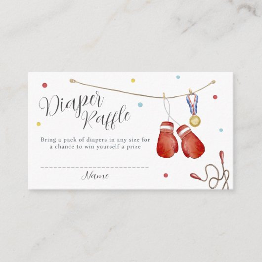 Little Champion Boxing Diaper Raffle Baby Shower Begleitkarte (Vorderseite)