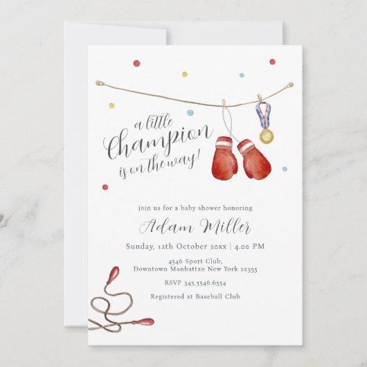 Little Champion Medal Boxing Sport Baby Shower  Einladung (Vorderseite)
