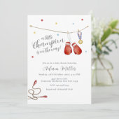 Little Champion Medal Boxing Sport Baby Shower  Einladung (Stehend Vorderseite)