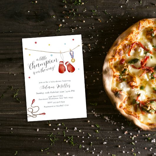 Little Champion Medal Boxing Sport Baby Shower  Einladung