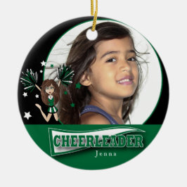 Little Cheerleader - DIY Foto - Dunkelgrün Keramik Ornament