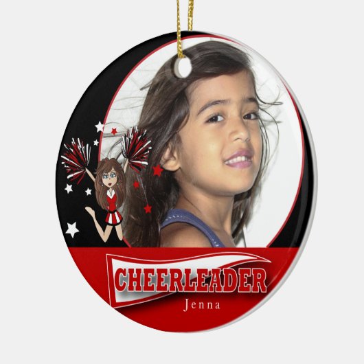 Little Cheerleader - DIY Foto - Dunkelrot Keramikornament (Links)