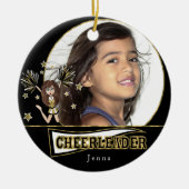 Little Cheerleader 📣- DIY Foto - Schwarz und Gold Keramik Ornament (Vorne)