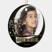 Little Cheerleader 📣- DIY Foto - Schwarz und Gold Keramik Ornament (Links)