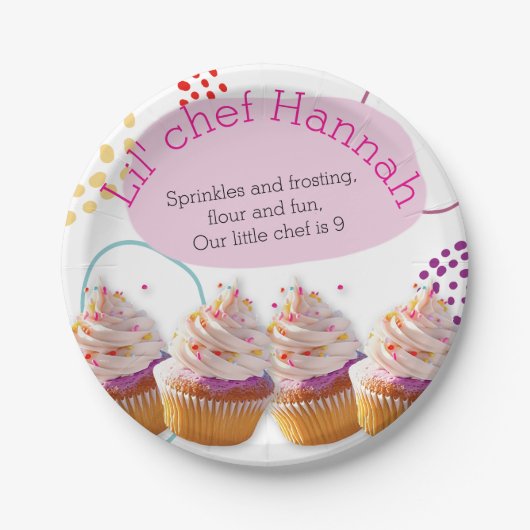 Little Chef Cupcake Baking Party Pappteller (Vorderseite)