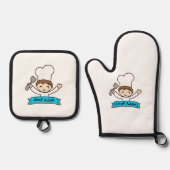 "Little Chef" Kids' Graphic  Ofenhandschuh & Topflappen-Set (Vorderseite)