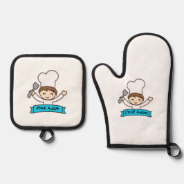 "Little Chef" Kids' Graphic  Ofenhandschuh & Topflappen-Set
