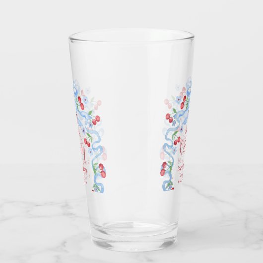 Little Cherry Blue Bow Baby Dusche Glas (Rechts)