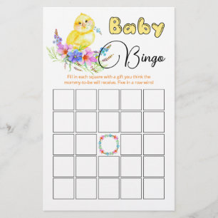 Little Chick Baby Shower Bingo Game
