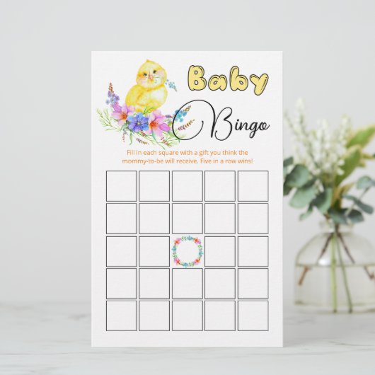 Little Chick Baby Shower Bingo Game (Stehend Vorderseite)