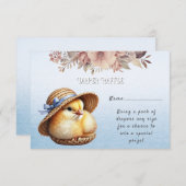 Little Chick Blue Ribbon Baby Dusche Begleitkarte (Vorne/Hinten)