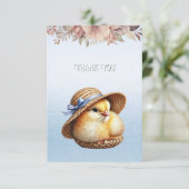 Little Chick Blue Ribbon Danke-Card Dankeskarte (Stehend Vorderseite)