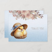 Little Chick Blue Ribbon Danke-Card Dankeskarte (Vorne/Hinten)