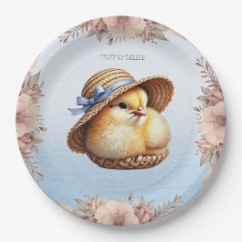 Little Chick Blue Ribbon Paper Plate Pappteller