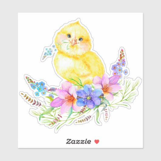 Little Chick Floral Sticker (Blatt)
