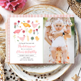 Little Chick Girl Farm Osterhühnchen Geburtstag Einladung