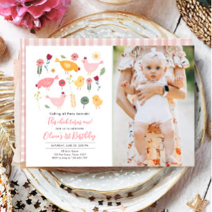 Little Chick Girl Farm Osterhühnchen Geburtstag Einladung