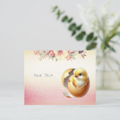 Little Chick Hatching Floral Postcard Postkarte (Stehend Vorderseite)