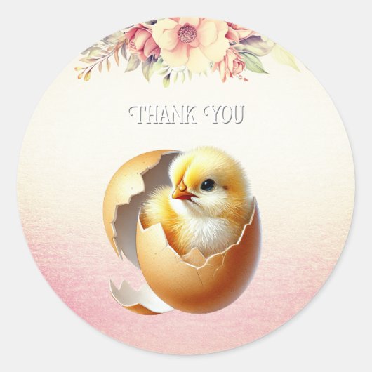 Little Chick Hatching Floral Sticker (Vorderseite)