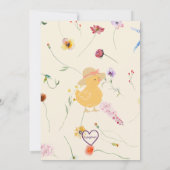 Little Chick is One, Floral 1st Birthday Einladung (Rückseite)