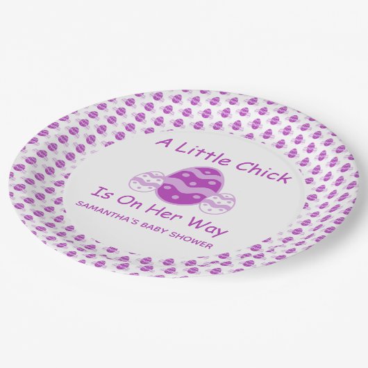 Little Chick Oaster Baby Shower Plate Pappteller (Schrägansicht)
