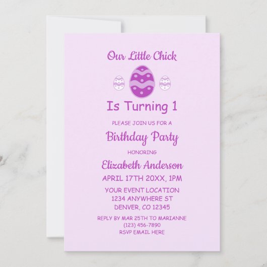 Little Chick Oster 1. Geburtstag Einladung (Vorderseite)