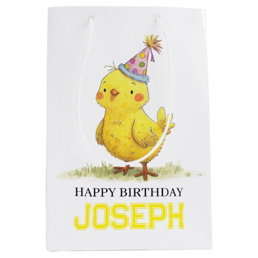 Little Chick Personalisiert Wrapping Paper Geburts Mittlere Geschenktüte (Vorderseite)
