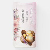 Little Chick Pink Ribbon Babydusche Banner (Vertikal)