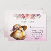 Little Chick Pink Ribbon Babydusche Begleitkarte (Vorne/Hinten)