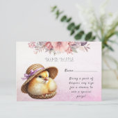 Little Chick Pink Ribbon Babydusche Begleitkarte (Stehend Vorderseite)