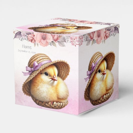 Little Chick Pink Ribbon Bevorzugung Box Geschenkschachtel (Vorderseite)